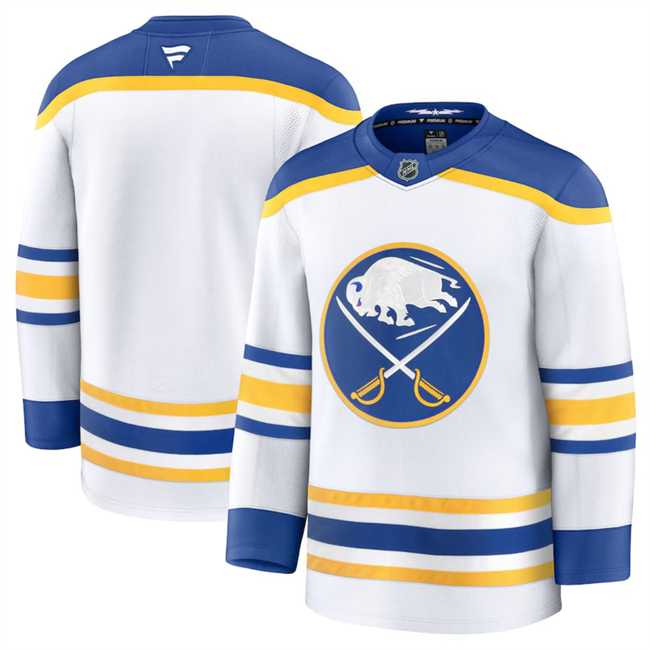 Mens Buffalo Sabres Custom White 2024-25 Away Stitched Hockey Jersey